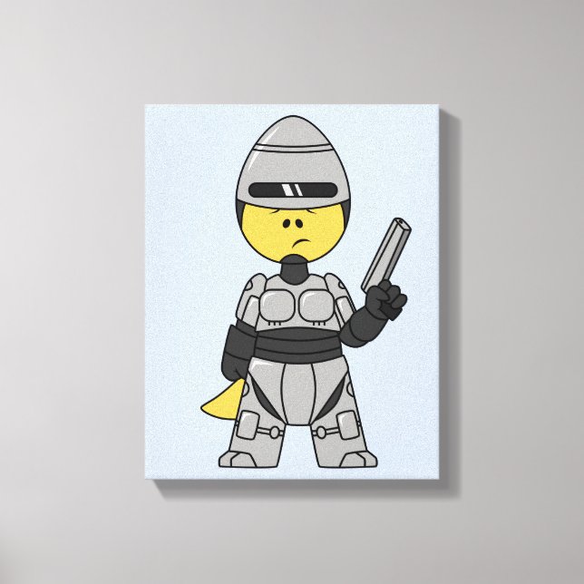 Tyrannosaurus Rex Dressed As Robocop. Canvas Print (Front)