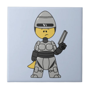 Tyrannosaurus Rex Dressed As Robocop. Tile