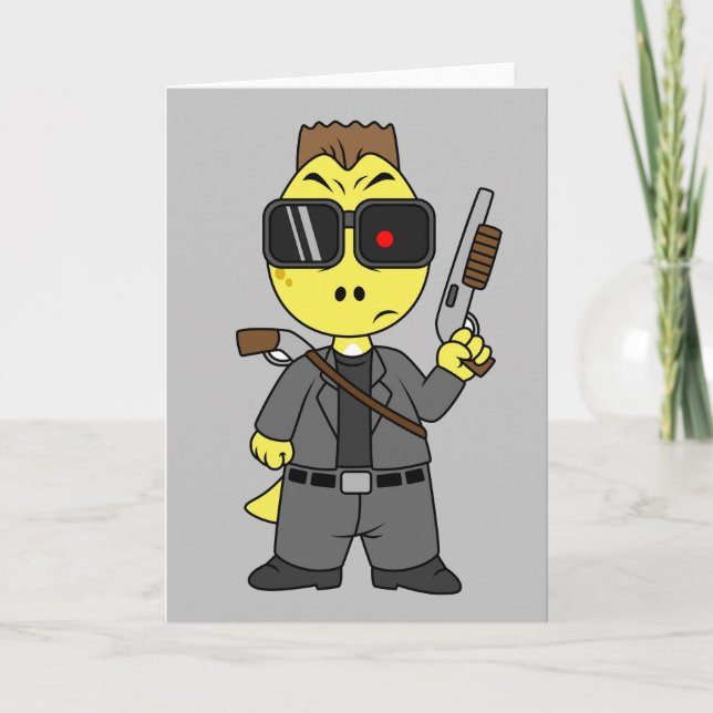 Tyrannosaurus Rex Dressed As The Terminator. Card (Front)