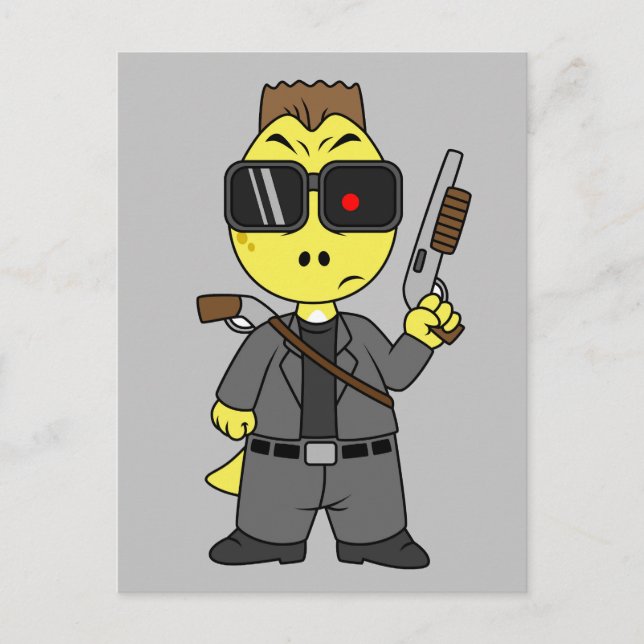 Tyrannosaurus Rex Dressed As The Terminator. Postcard (Front)