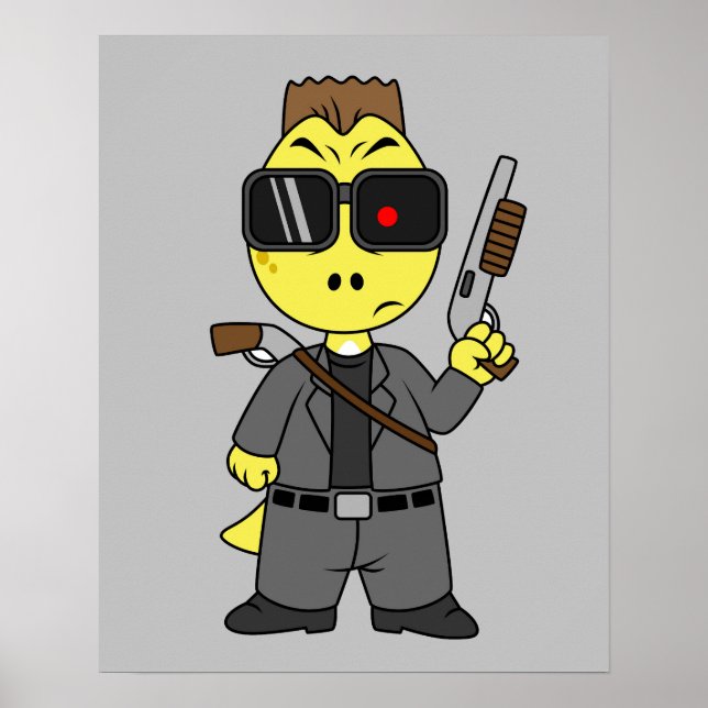 Tyrannosaurus Rex Dressed As The Terminator. Poster (Front)