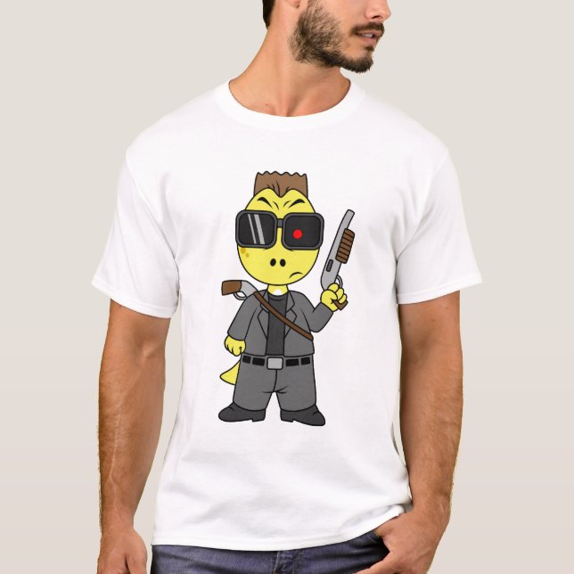 Tyrannosaurus Rex Dressed As The Terminator. T-Shirt (Front)