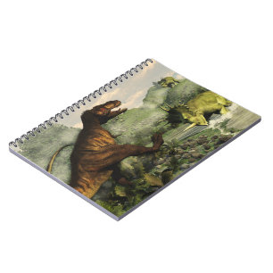 Tyrannosaurus rex fighting against styracosaurus spiral notebook