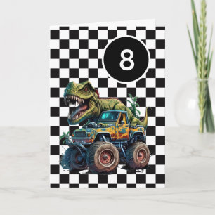 Tyrannosaurus Rex Monster Truck 8th Birthday Card