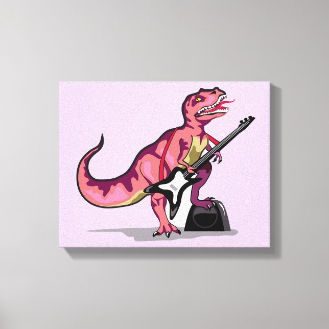 Tyrannosaurus Rex Playing The Guitar. Canvas Print (Front)