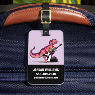 Tyrannosaurus Rex Playing The Guitar. Luggage Tag