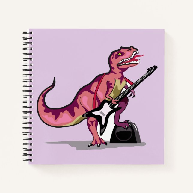 Tyrannosaurus Rex Playing The Guitar. Notebook (Front)