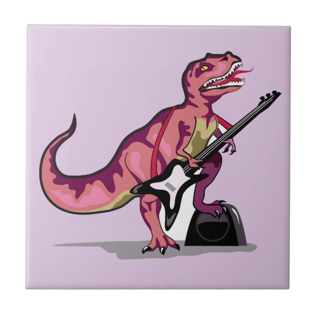 Tyrannosaurus Rex Playing The Guitar. Tile (Front)