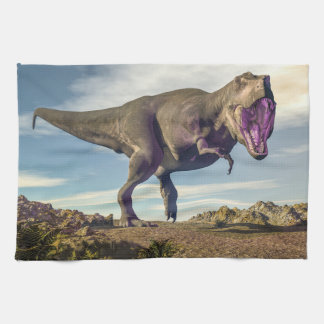 Tyrannosaurus rex raoring tea towel