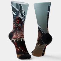 Tyrannosaurus Rex Scary Face, Crew Socks