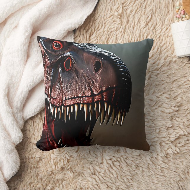 Tyrannosaurus Rex Scary Face,  Cushion (Blanket)