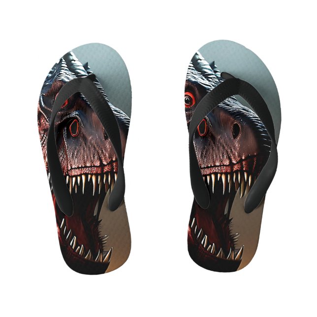 Tyrannosaurus Rex Scary Face, Flip Flops (Footbed)