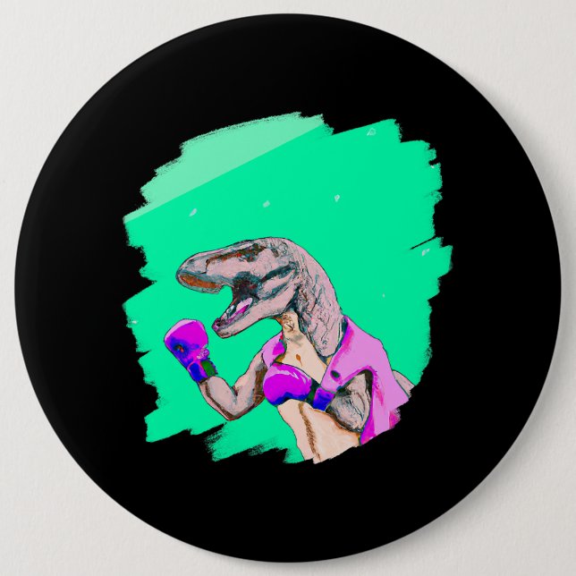 Tyrannosaurus Rex T Rex Boxing Cool Funny Dinosaur 6 Cm Round Badge (Front)