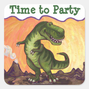 Tyrannosaurus Rex Time to Party Square Sticker