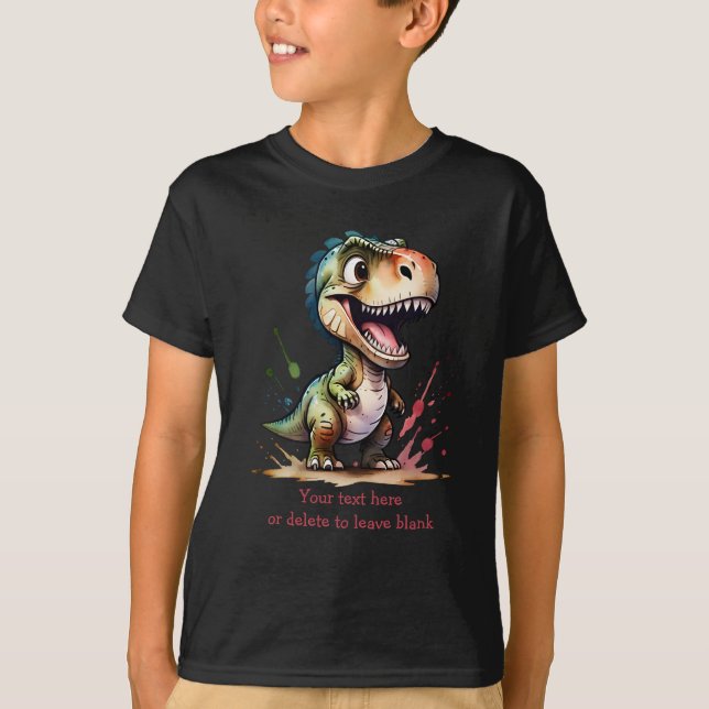 Tyrannosaurus Rex Watercolor Splash Personalised T-Shirt (Front)