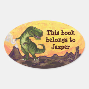 Tyrannosaurus Rex Writing Stuff Oval Sticker