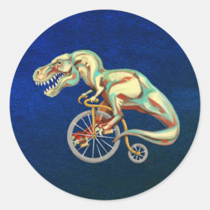 Tyrannosaurus Riding a Bicycle Classic Round Sticker