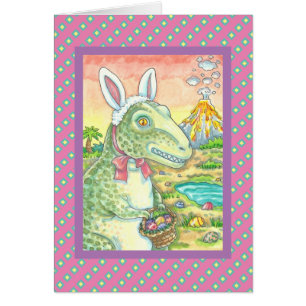 TYRANNOSAURUS T REX EASTER BUNNY NOTE CARD Verse