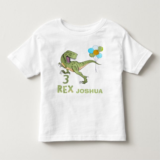 Tyrannosaurus Three Rex Dino 3rd Birthday Toddler T-Shirt (Front)