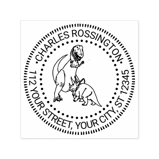 Tyrannosaurus, Triceratops Dinosaur Name Address Self-inking Stamp (Design)