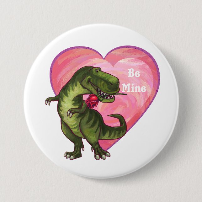 Tyrannosaurus Valentine's Day 7.5 Cm Round Badge (Front)