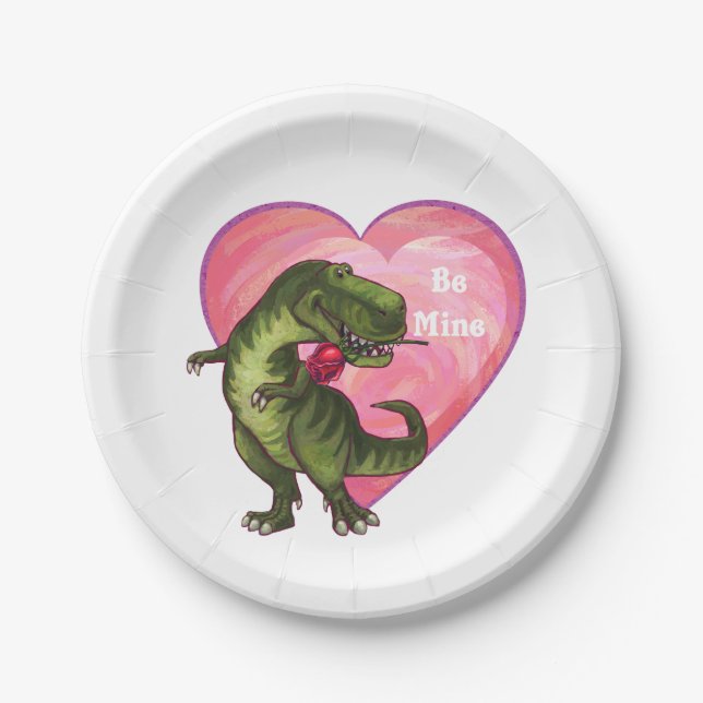 Tyrannosaurus Valentine's Day Paper Plate (Front)