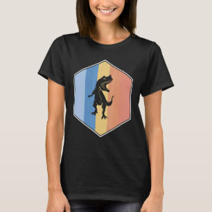 Tyrannosaurus With Retro Colours In A Hexagon T-Shirt
