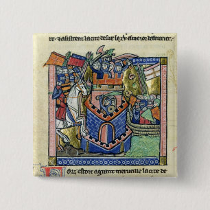 Tyre being blockaded by the Venetian fleet 15 Cm Square Badge