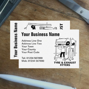 Tyre & Exhaust Fitters Cartoon Business Card