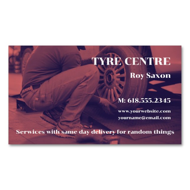 Tyre Store Services | Car Parts Magnetic Business Card (Front)