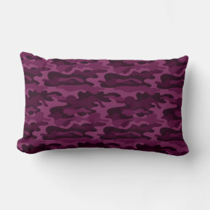 Tyrian Purple Monocolor Camo Lumbar Cushion