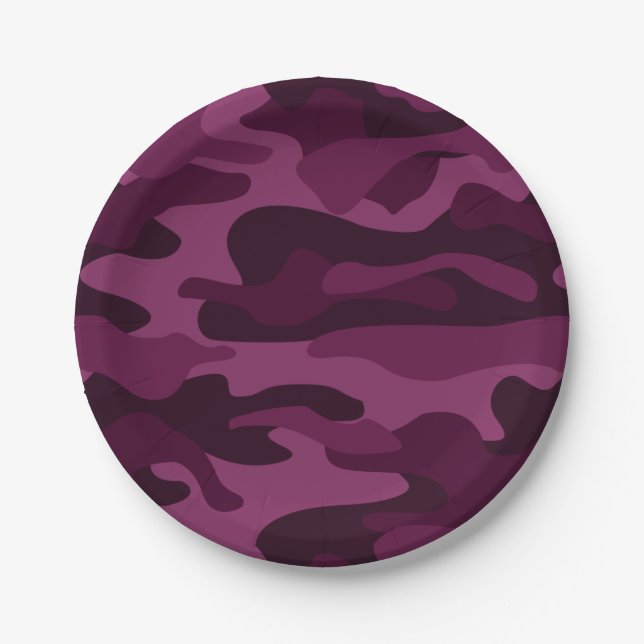 Tyrian Purple Monocolor Camo Paper Plate (Front)
