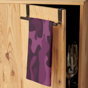 Tyrian Purple Monocolor Camo Tea Towel