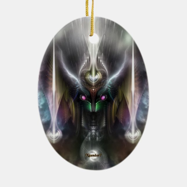 Tyrinan The Horikin God Of War Ceramic Tree Decoration (Back)