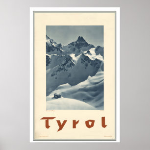 Tyrol Austria Mountain Winter Snow Vintage Ski Poster