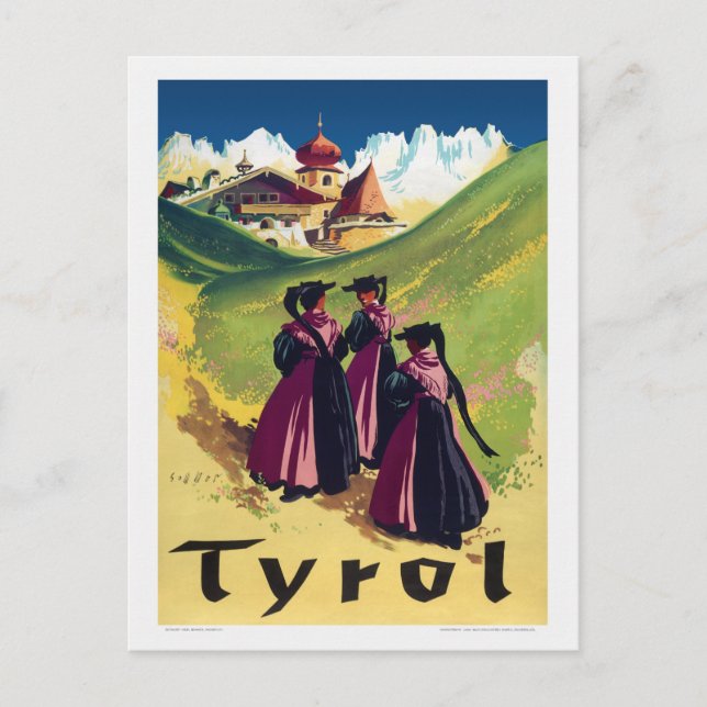 Tyrol Austria Vintage Poster 1947 Postcard (Front)