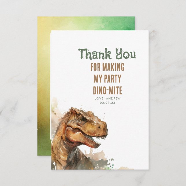 Tyronasaurus Rex Dinosaur Birthday Thank You Photo (Front/Back)