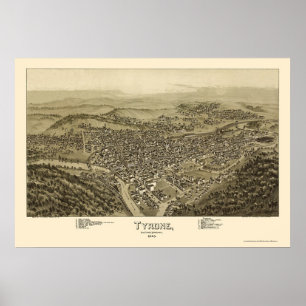 Tyrone, PA Panoramic Map - 1895 Poster