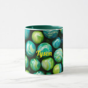 TYSON ~ Mug personalised ~ Green Marbles ~