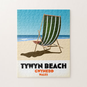 Tywyn beach Gwynedd Wales beach poster Jigsaw Puzzle