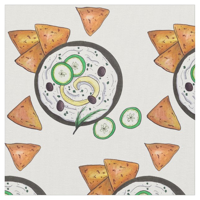 Tzatziki Greek Meze Dip Mediterranean Food Greece Fabric (Close Up)