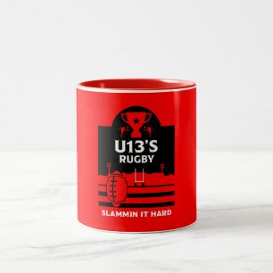 U13 Junior Rugby Players Two-Tone Coffee Mug