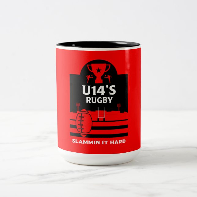 U14 Junior Rugby Players  Two-Tone Coffee Mug (Center)