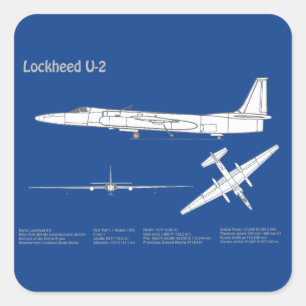 U-2 Dragon Lady - Aeroplane Blueprint Plans ABD Square Sticker