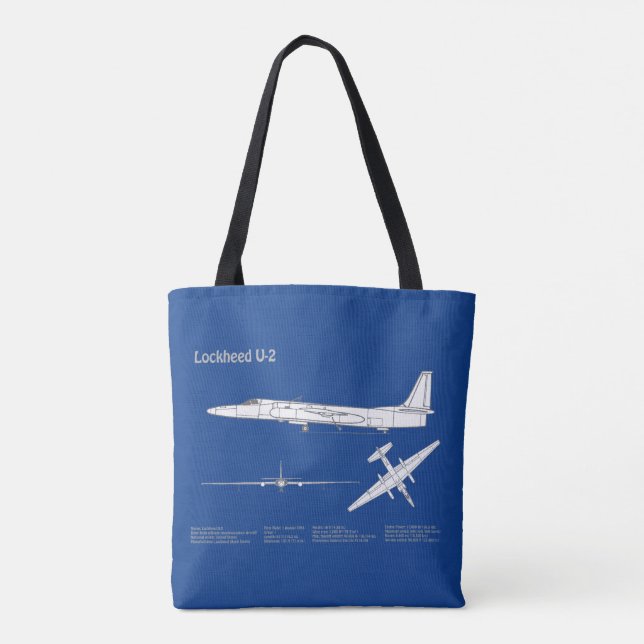 U-2 Dragon Lady - Aeroplane Blueprint Plans ABD Tote Bag (Back)