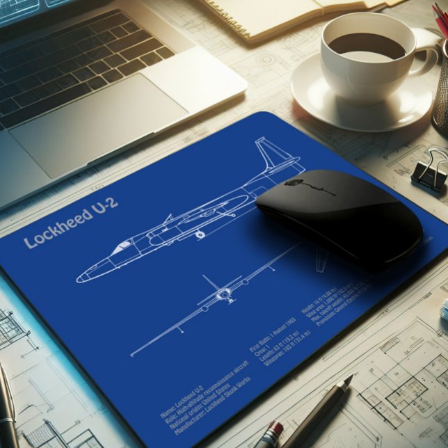 U-2 Dragon Lady - Aeroplane Blueprint Plans AD Mouse Pad (Creator Uploaded)