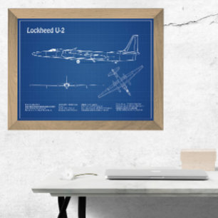 U-2 Dragon Lady - Aeroplane Blueprint Plans AD Photo Print