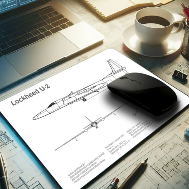 U-2 Dragon Lady - Aeroplane Blueprint Plans BD Mouse Pad (Creator Uploaded)