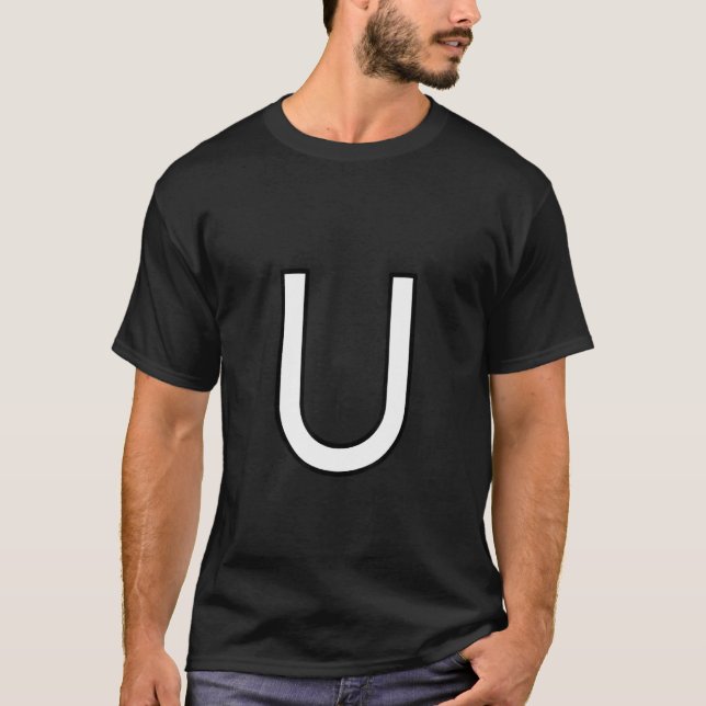 U Alphabet letter capital uppercase word number ma T-Shirt (Front)