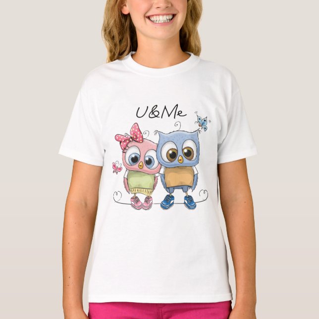 U and Me Cute Owls Girls T-Shirt - Sweet Friends (Front)